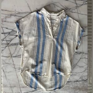 Banana republic Striped Blue and White Short Sleeve Shirt